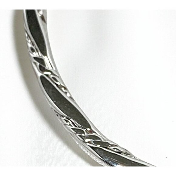 Vintage 1960s Monet Silver Tone Braided Rope Twist Bangle 2.5" Wide - Picture 6 of 6